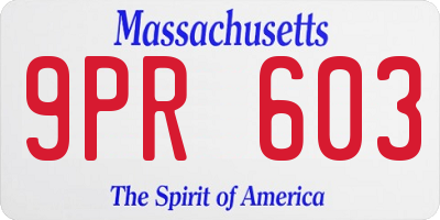 MA license plate 9PR603