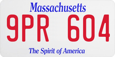 MA license plate 9PR604