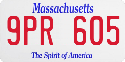 MA license plate 9PR605
