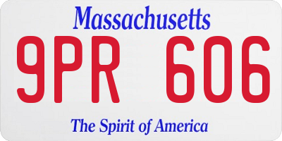 MA license plate 9PR606