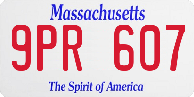 MA license plate 9PR607