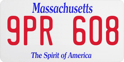 MA license plate 9PR608