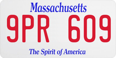 MA license plate 9PR609