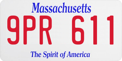 MA license plate 9PR611