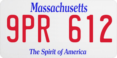 MA license plate 9PR612