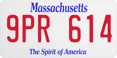 MA license plate 9PR614