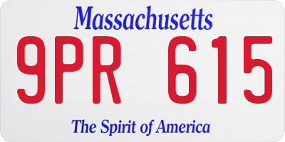 MA license plate 9PR615