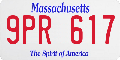 MA license plate 9PR617