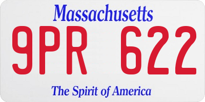 MA license plate 9PR622