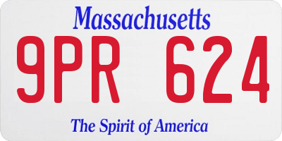 MA license plate 9PR624