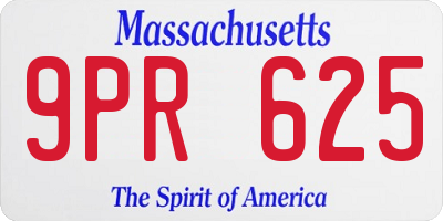 MA license plate 9PR625