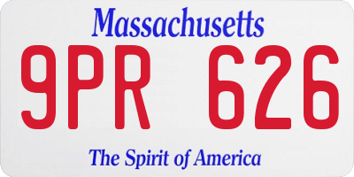MA license plate 9PR626