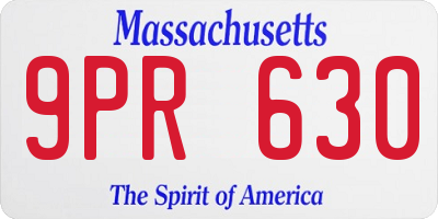 MA license plate 9PR630