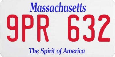 MA license plate 9PR632