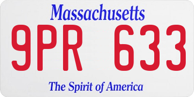 MA license plate 9PR633