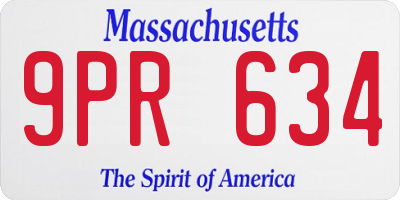 MA license plate 9PR634