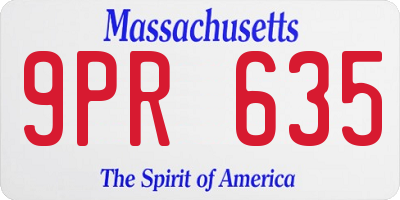 MA license plate 9PR635