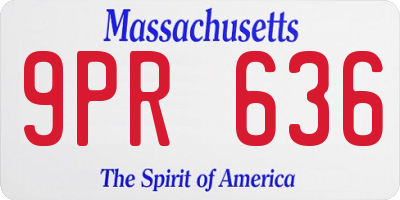 MA license plate 9PR636