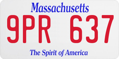 MA license plate 9PR637