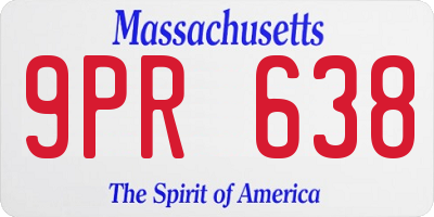 MA license plate 9PR638