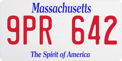 MA license plate 9PR642