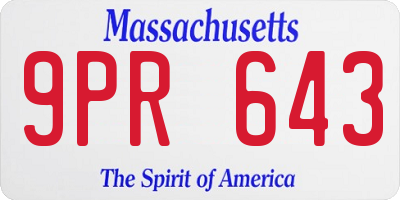 MA license plate 9PR643