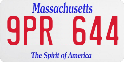 MA license plate 9PR644