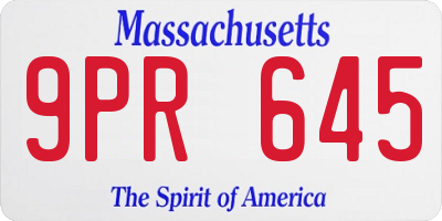 MA license plate 9PR645