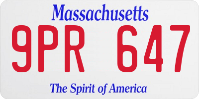 MA license plate 9PR647