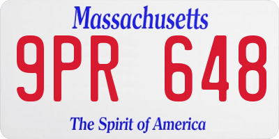 MA license plate 9PR648