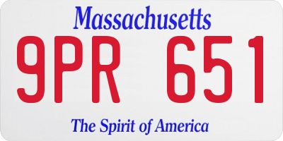 MA license plate 9PR651