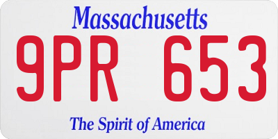 MA license plate 9PR653