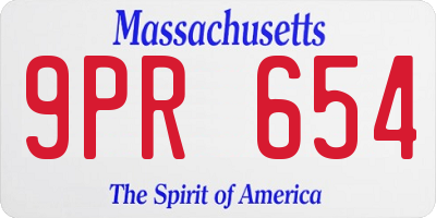 MA license plate 9PR654
