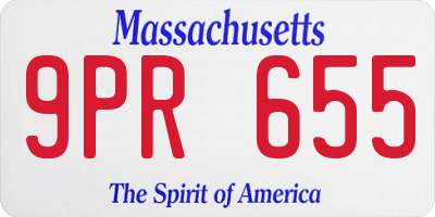 MA license plate 9PR655