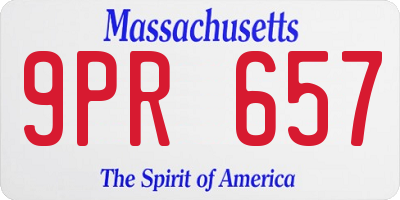 MA license plate 9PR657