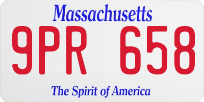 MA license plate 9PR658