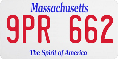MA license plate 9PR662