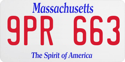 MA license plate 9PR663
