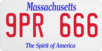 MA license plate 9PR666