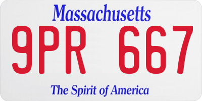 MA license plate 9PR667