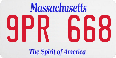 MA license plate 9PR668