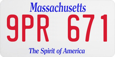 MA license plate 9PR671