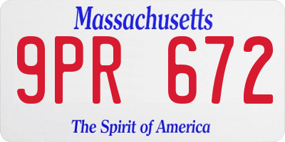 MA license plate 9PR672