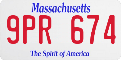MA license plate 9PR674