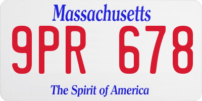 MA license plate 9PR678
