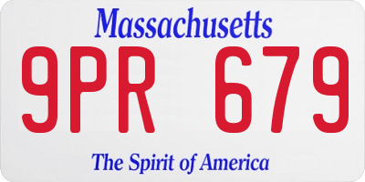 MA license plate 9PR679
