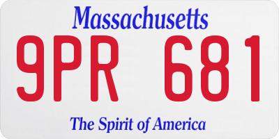 MA license plate 9PR681