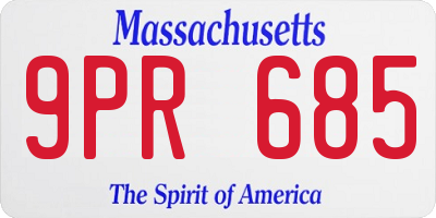 MA license plate 9PR685