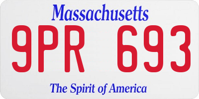 MA license plate 9PR693