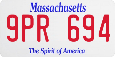 MA license plate 9PR694